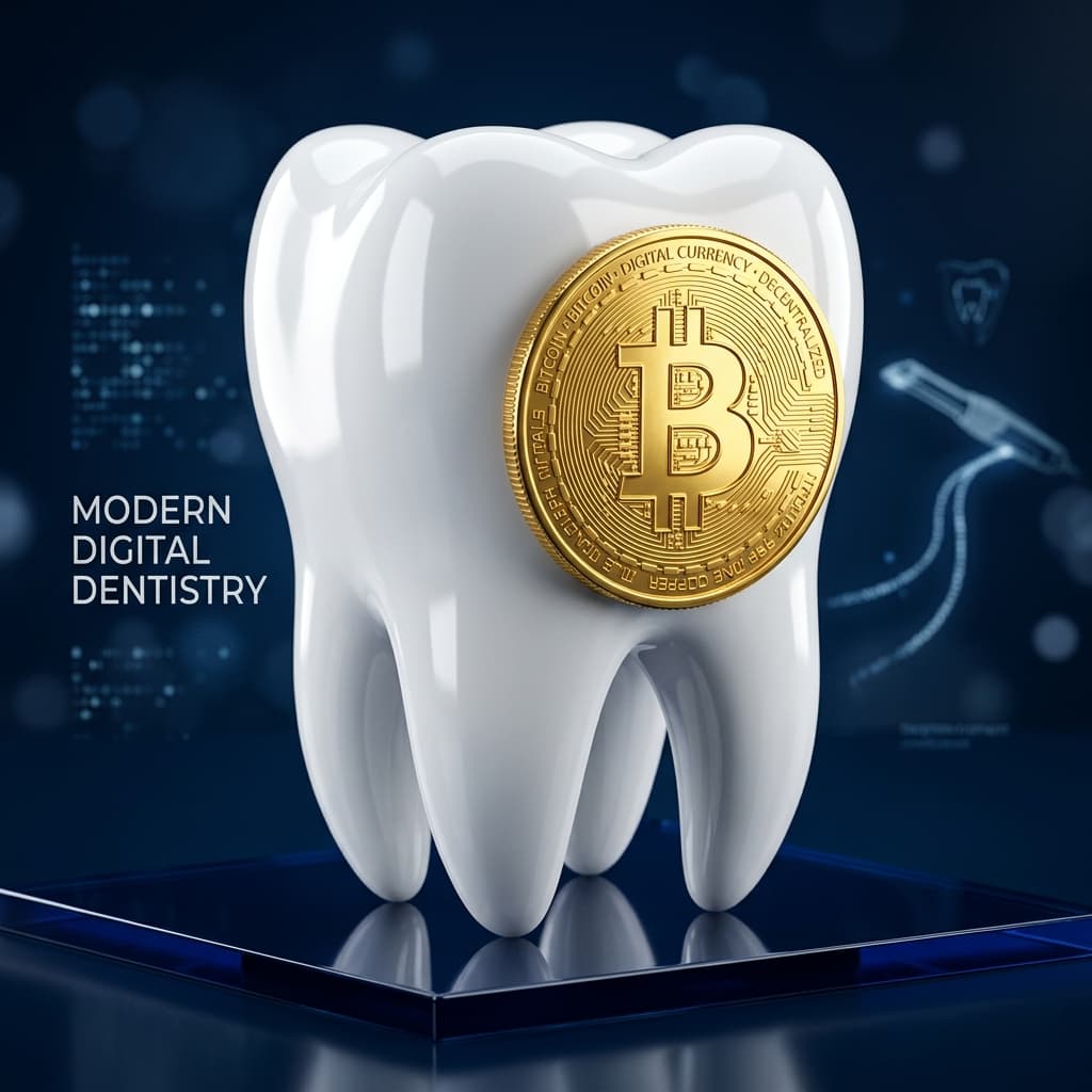 3D Tooth with Golden Bitcoin emblem